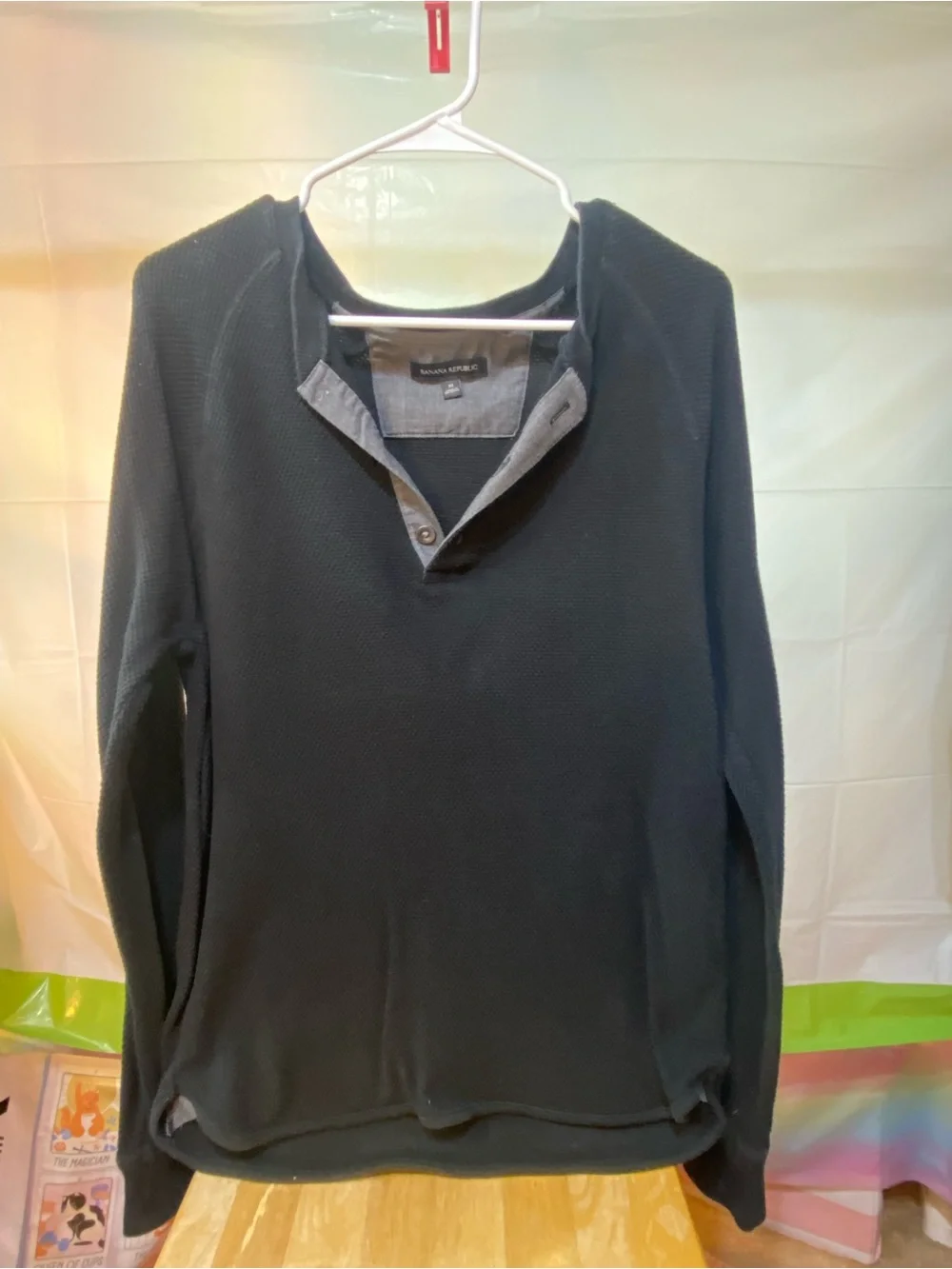 Banana Republic Men's Black Zip Henley Sweater